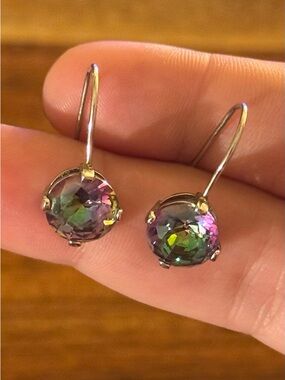 Mystic Topaz Sterling Round Drop Earrings